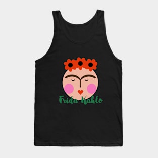 Colorful Frida kahlo portrait flowers mexican artist feminist summer vibes Tank Top